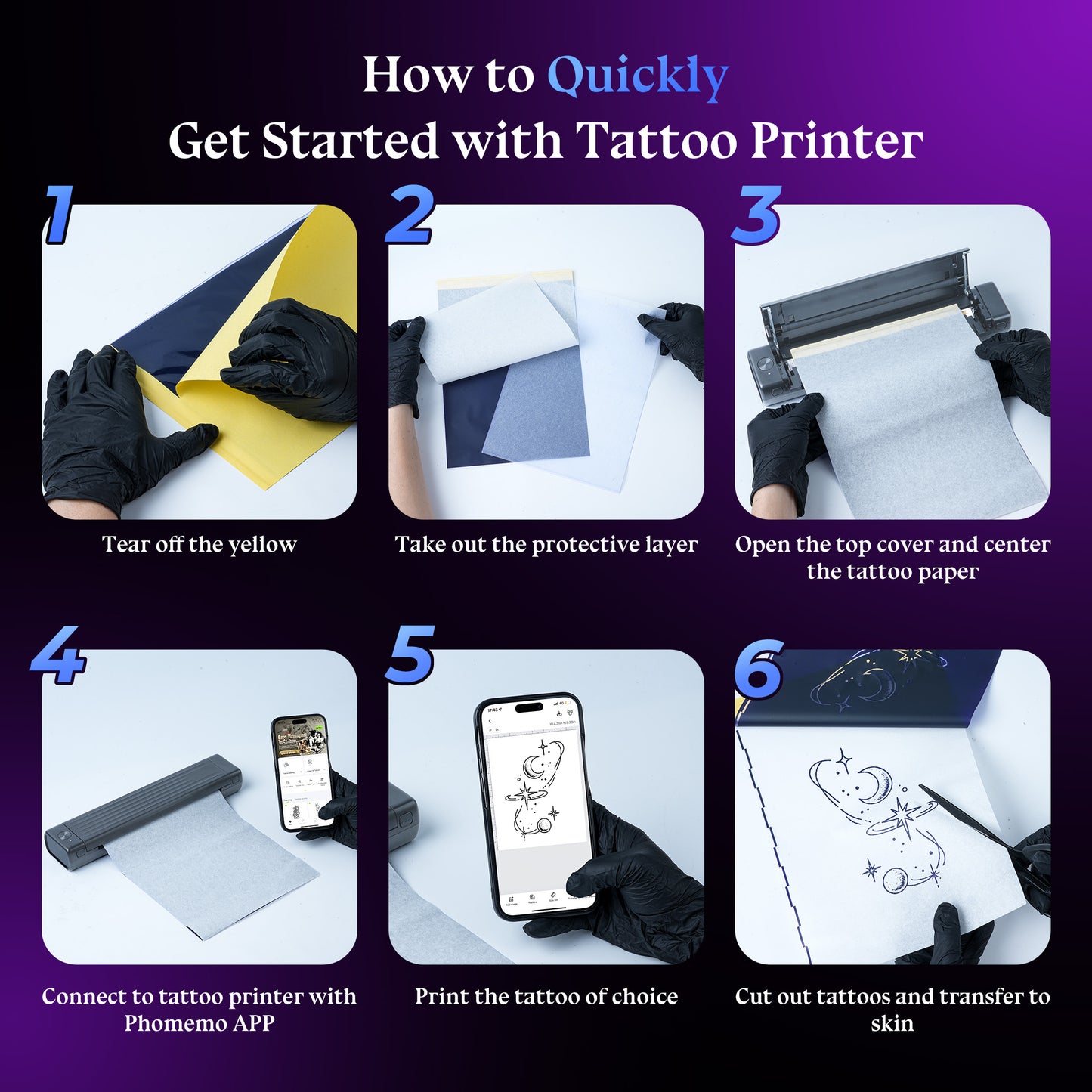 Itari Tattoo Stencil Printer Kit for Beginners, Thermal Tattoo Printer for Practice, Bluetooth Stencil Printer with 10 Pcs Transfer Paper, Wireless Tattoo Machine Compatible with Phone/Tablet/PC, Grey