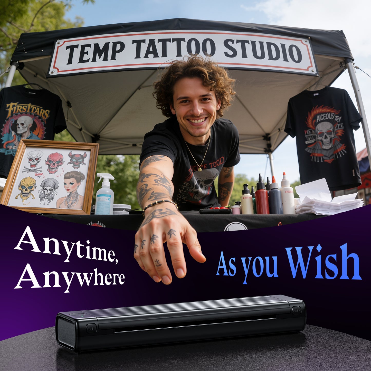 Itari Tattoo Stencil Printer Kit for Beginners, Thermal Tattoo Printer with 10 Pcs Transfer Paper, Bluetooth Stencil Printer for Tattooing, Wireless Tattoo Machine Compatible with Phone/Tablet/PC