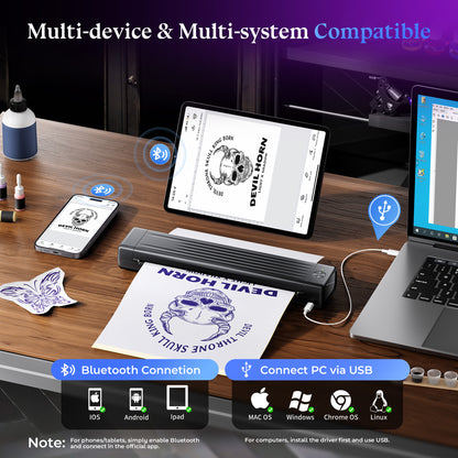 Itari Tattoo Stencil Printer Kit for Beginners, Thermal Tattoo Printer with 10 Pcs Transfer Paper, Bluetooth Stencil Printer for Tattooing, Wireless Tattoo Machine Compatible with Phone/Tablet/PC