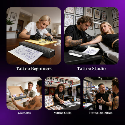 Itari Tattoo Stencil Printer Kit for Beginners, Thermal Tattoo Printer for Practice, Bluetooth Stencil Printer with 10 Pcs Transfer Paper, Wireless Tattoo Machine Compatible with Phone/Tablet/PC, Grey