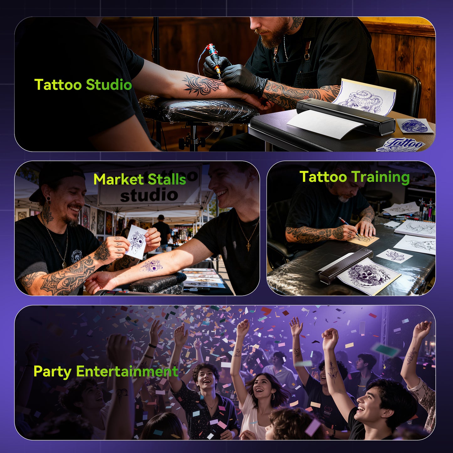 Itari Tattoo Printer Kit with 100 Pcs Transfer Paper, Thermal Tattoo Stencil Printer for Beginners, Bluetooth Stencil Printer for Tattoo Artist, Wireless Tattoo Machine Compatible with Phone/Tablet/PC
