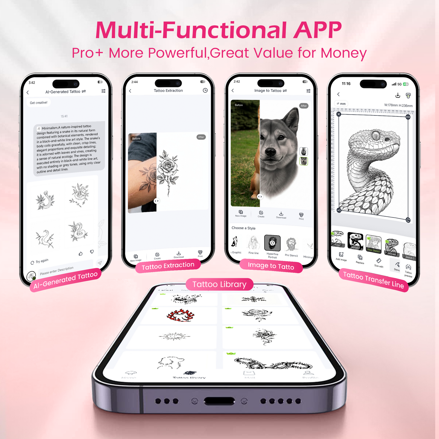 Itari A886 Tattoo Stencil Printer Kit for Beginners, Tattoo Printer with 10 Pcs Transfer Paper, Stencil Printer for Use with Tattoo Gun, Wireless Tattoo Machine Compatible with Phone/IPad/PC