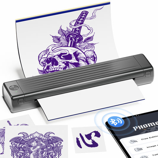 Itari Tattoo Stencil Printer Kit for Beginners, Thermal Tattoo Printer for Practice, Bluetooth Stencil Printer with 10 Pcs Transfer Paper, Wireless Tattoo Machine Compatible with Phone/Tablet/PC, Grey
