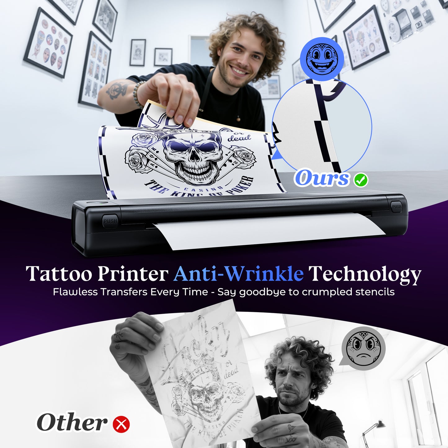 Itari Tattoo Stencil Printer Kit for Beginners, Thermal Tattoo Printer with 10 Pcs Transfer Paper, Bluetooth Stencil Printer for Tattooing, Wireless Tattoo Machine Compatible with Phone/Tablet/PC