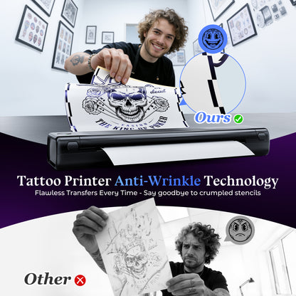 Itari Tattoo Stencil Printer Kit for Beginners, Thermal Tattoo Printer with 10 Pcs Transfer Paper, Bluetooth Stencil Printer for Tattooing, Wireless Tattoo Machine Compatible with Phone/Tablet/PC
