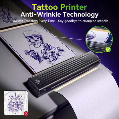 Itari Tattoo Printer Kit with 100 Pcs Transfer Paper, Thermal Tattoo Stencil Printer for Beginners, Bluetooth Stencil Printer for Tattoo Artist, Wireless Tattoo Machine Compatible with Phone/Tablet/PC