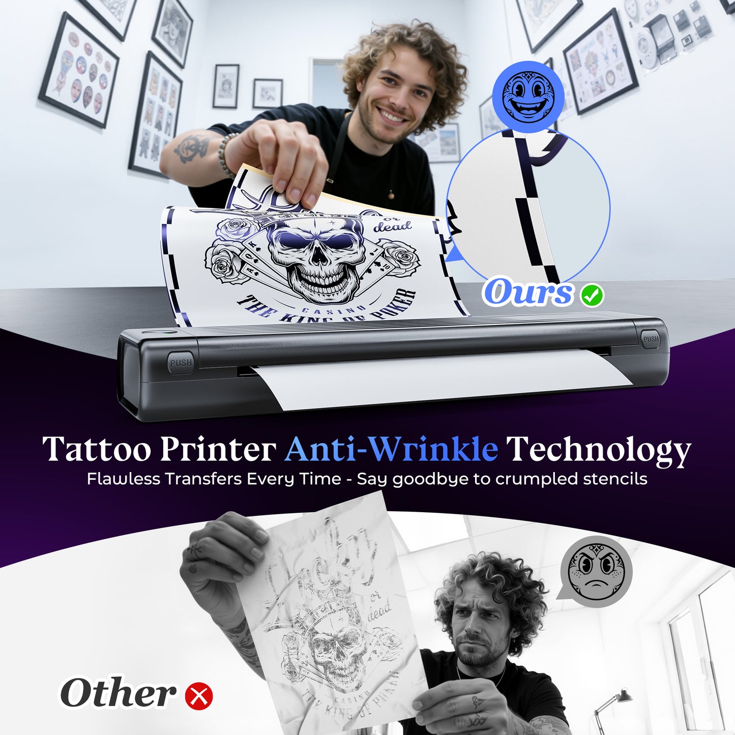 Itari Tattoo Stencil Printer Kit for Beginners, Thermal Tattoo Printer for Practice, Bluetooth Stencil Printer with 10 Pcs Transfer Paper, Wireless Tattoo Machine Compatible with Phone/Tablet/PC, Grey