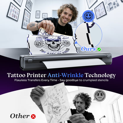 Itari Tattoo Stencil Printer Kit for Beginners, Thermal Tattoo Printer for Practice, Bluetooth Stencil Printer with 10 Pcs Transfer Paper, Wireless Tattoo Machine Compatible with Phone/Tablet/PC, Grey