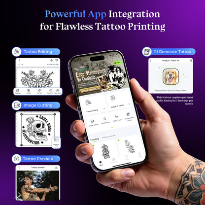 Itari Tattoo Stencil Printer Kit for Beginners, Thermal Tattoo Printer for Practice, Bluetooth Stencil Printer with 10 Pcs Transfer Paper, Wireless Tattoo Machine Compatible with Phone/Tablet/PC, Grey