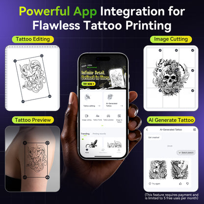Itari Tattoo Printer Kit with 100 Pcs Transfer Paper, Thermal Tattoo Stencil Printer for Beginners, Bluetooth Stencil Printer for Tattoo Artist, Wireless Tattoo Machine Compatible with Phone/Tablet/PC