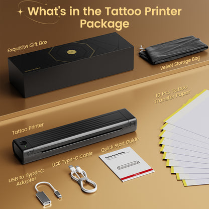 Itari Tattoo Drucker Tattoo Stencil Drucker Kompatibel mit Phone und Tablet Tattoo Drucker Bluetooth Thermodrucker Tattoo Schablone Drucker mit 10 Blätter Tattoo Transfer Papier, Schwarz