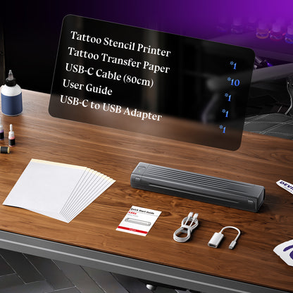 Itari Tattoo Stencil Printer Kit for Beginners, Thermal Tattoo Printer for Practice, Bluetooth Stencil Printer with 10 Pcs Transfer Paper, Wireless Tattoo Machine Compatible with Phone/Tablet/PC, Grey